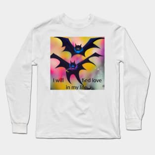 Love mantra with bats, colorful design, artistic Long Sleeve T-Shirt